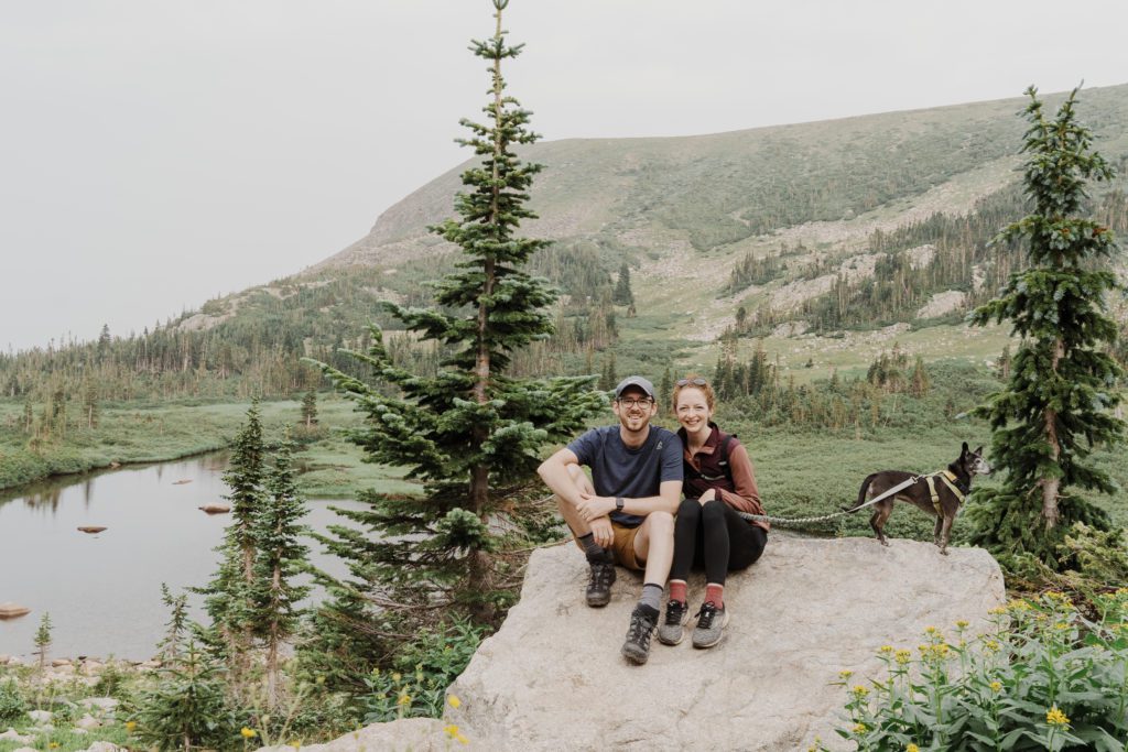 Man and partner on adventure in Colorado mountainside